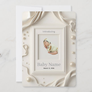 Foto Baby Aankondigingskaart | Minimaal Neutraal N Feestdagenkaart