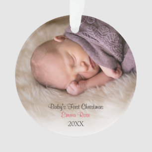 Foto: Baby Girl Pink Babys eerste kerstdag Ornament