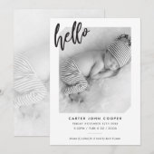 FOTO BABY hallo AANKONDIGING eenvoudig modern (Voorkant / Achterkant)