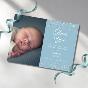 Foto Baby Jongen Script Liefde Harten Bedankt Gebo Aankondigingskaart