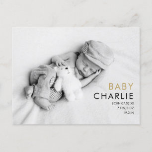 Foto Baby Modern Elegant Gold Love Hearts Geboorte Aankondigingskaart