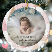 Foto Baby's First Christmas - Roze kerstboom Keramisch Ornament