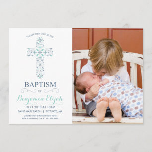 Foto Baptisme, Christening Uitnodiging - Baby Boy