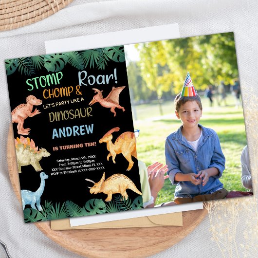 Foto Barwon Black Glitter Dinosaurus Verjaardag Kaart