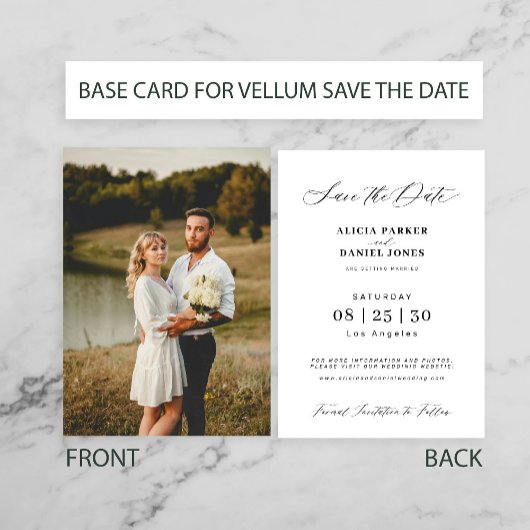Foto basiskaart voor vellum bruiloft opslaan van d save the date