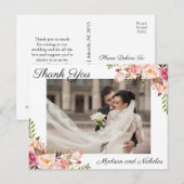 Foto Bedankt Briefkaarten met Rustic Pink Flowers (Voorkant / Achterkant)