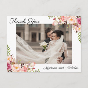 Foto Bedankt Briefkaarten met Rustic Pink Flowers