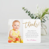 FOTO BEDANKT gouden glitter script (Staand voorkant)