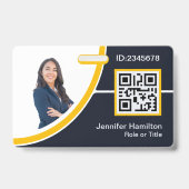 Foto Bedrijfsmedewerker Naam QR Code Geel Badge (Voorzijde)