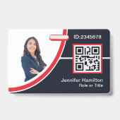 Foto Bedrijfsnaam Werknemer QR Code Rood Badge (Voorzijde)