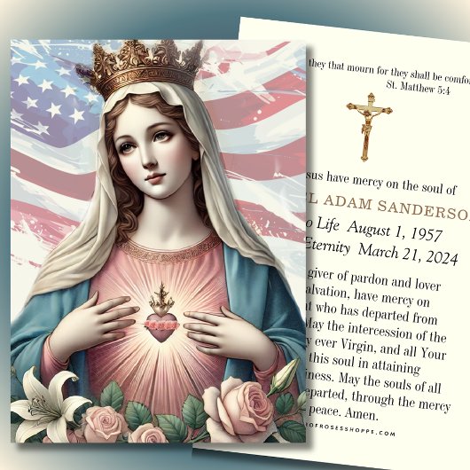 Foto begrafenis sympathie Amerikaanse vlag Visitekaartje