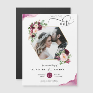 Foto Berry and Blush Wedding Save the Date Magnet