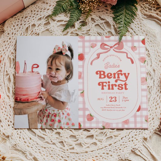 Foto Berry eerste verjaardag uitnodiging