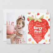 Foto Berry eerste verjaardag uitnodigingen (Voorkant)