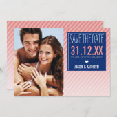 FOTO BESPAAR DE DATUM ombre angled stripe marine k Save The Date (Voorkant / Achterkant)