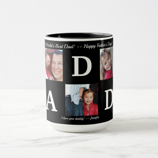 Foto BEST DADDY Collage Coffee Vaderdag Black Mok (Midden)