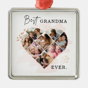 Foto Best Grandma Ever Heart Shape 8 Foto Metalen Ornament