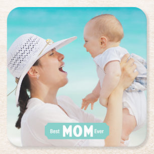 Foto beste mama ooit personaliseren Moederdag Vierkante Kartonnen Onderzetter