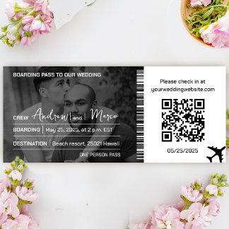 Foto Bestemming Boarding Pass Bruiloft Kaart