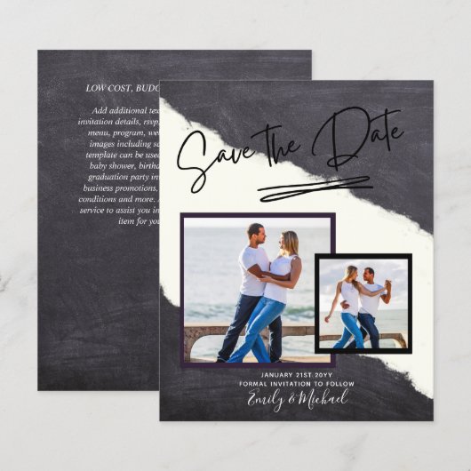 FOTO Bewaar de datum - Modern handgeschreven lette (Voorkant / Achterkant)