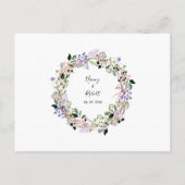 Foto bewaar de datum Mooie lavendel bloemenslinger Aankondigingskaart (Achterkant)