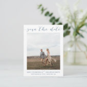 Foto Bewaar de datums met één Afbeelding Dusty Blu Save The Date (Staand voorkant)