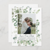 Foto Bewaar onze datum met Green Eucalyptus Lijst Save The Date (Voorkant / Achterkant)