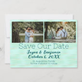 Foto bewaart ons Date Beach Glass Green Save The Date (Voorkant)