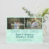 Foto bewaart ons Date Beach Glass Green Save The Date (Staand voorkant)