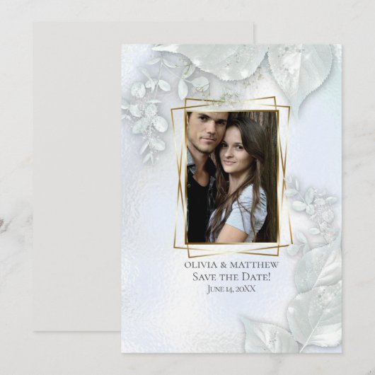 FOTO BEWAREN DE DATUM | Icy Blue Shimmer Kaart (Voorkant / Achterkant)