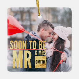 Foto binnenkort Mr en Mrs Gepersonaliseerd. Keramisch Ornament