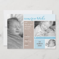 FOTO BIRTH ANNOUNCEMENT mondrian boy blauw