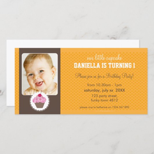 FOTO BIRTHDAY PARTIJ INVITE : cupcake 2L (Voorkant / Achterkant)