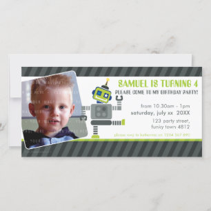 FOTO BIRTHDAY PARTIJ INVITE : robot danst 1L