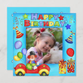 Foto: Birthday Party Invitation Kaart (Voorkant / Achterkant)