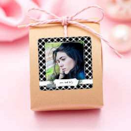 Foto: Black Check kerstcadeau Label Stickers