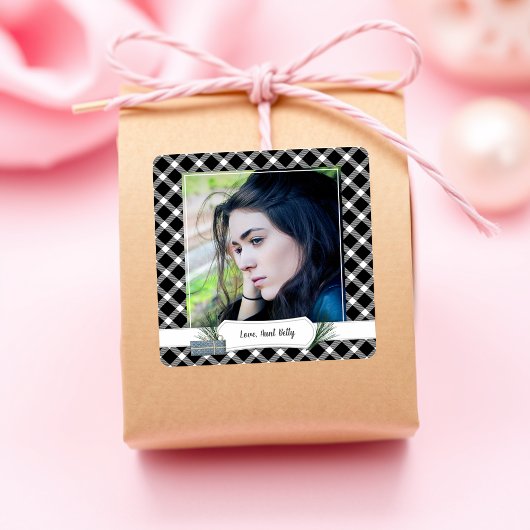 Foto: Black Check kerstcadeau Label Stickers