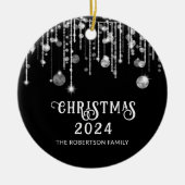 Foto Black String Lights Kerstfeest Keramisch Ornament (Voorkant)