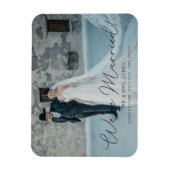 Foto & Black Typography Wedding Announding Magneet (Verticaal)