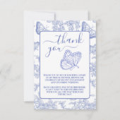 Foto Blauw Chinoiserie Bloemenspuitfeest Bedankkaart (Voorkant)