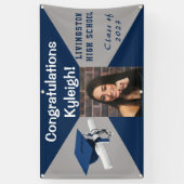 Foto blauw en grijs Afstuderen Spandoek (Verticaal)