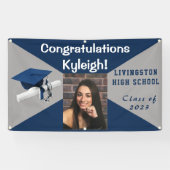 Foto blauw en grijs Afstuderen Spandoek (Horizontaal)