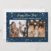 Foto blauw feestdagenkaart (Achterkant)