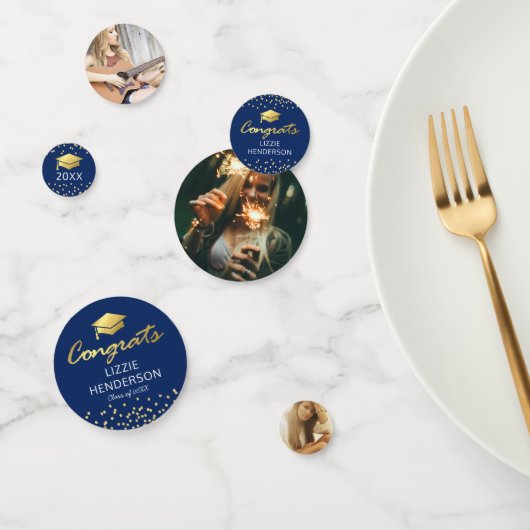 Foto Blauw Goud 2025 Afstudeerfeest Confetti (Groep)