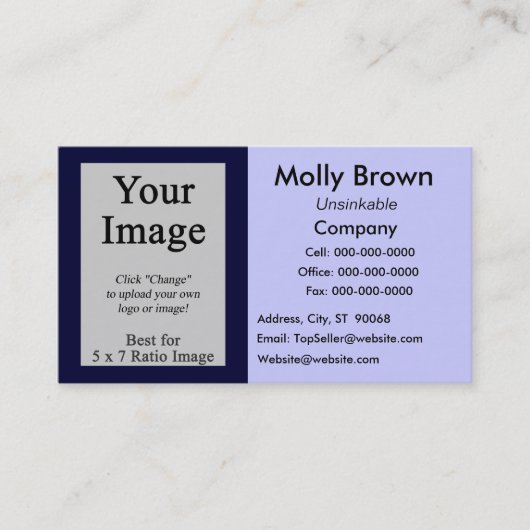 Foto Blauw Marine Blank Business Card Template Visitekaartje (Voorkant)