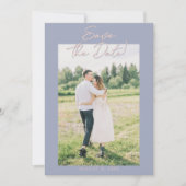 Foto Blauwe Crème Getekende Bloementuin Bewaar De  Save The Date (Voorkant)