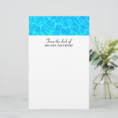 Foto: Blauwe poolwaterreflecties Briefpapier (Staand voorkant)