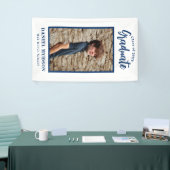 Foto Blauwe School kleur Afstuderen Banner toevoeg (Beurs)