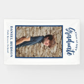 Foto Blauwe School kleur Afstuderen Banner toevoeg (Horizontaal)