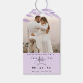 Foto, Bleke Paarse bladeren Bruiloft Save the Date Cadeaulabel (Voorkant)